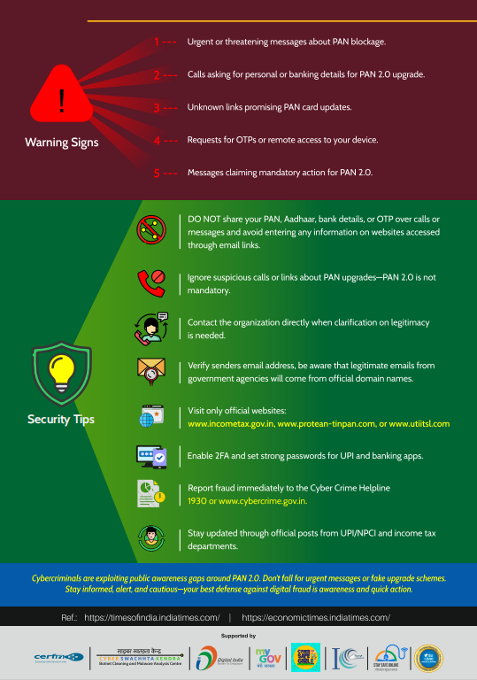 SSOIndia's tweet image. 🔍💳PAN 2.0 update or scam bait? 🧐 Click wisely!

#ScamAlert #PANScam #ScamAlertIndia #CyberAwareness #StaySafeOnline #PAN2Update #DigitalSecurity #OnlineFraud #IdentityTheft #PhishingScam #CyberSafety #DontShareOTP
#FraudAwareness #ThinkBeforeYouClick #SecureYourData #ISEAIndia