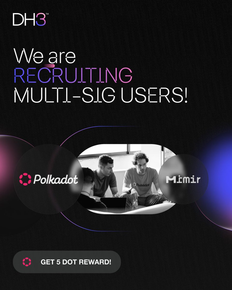 dh3_tm's tweet photo. 🚨 Calling all @Polkadot multi-sig users!
We’re running a user testing session + interview to improve UX.

💰 Get 5 DOT for your time!
👉 Comment “I’M IN” and follow us — we can only DM you if you do!

We’ll share next steps.
#Polkadot #Web3 https://t.co/wEDubRJyoT