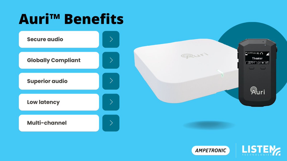 rAVePubs's tweet image. #Auri + #Auracast = The Future of Audio!

Revolutionizing sound with: Enhanced quality, Lower power use, Low latency, Better compatibility, Unlimited connections &amp;amp; more! listentech.com/auri/  

Plus, an impressive transmission range!

#ListenTech #AssistiveListening #sponsored