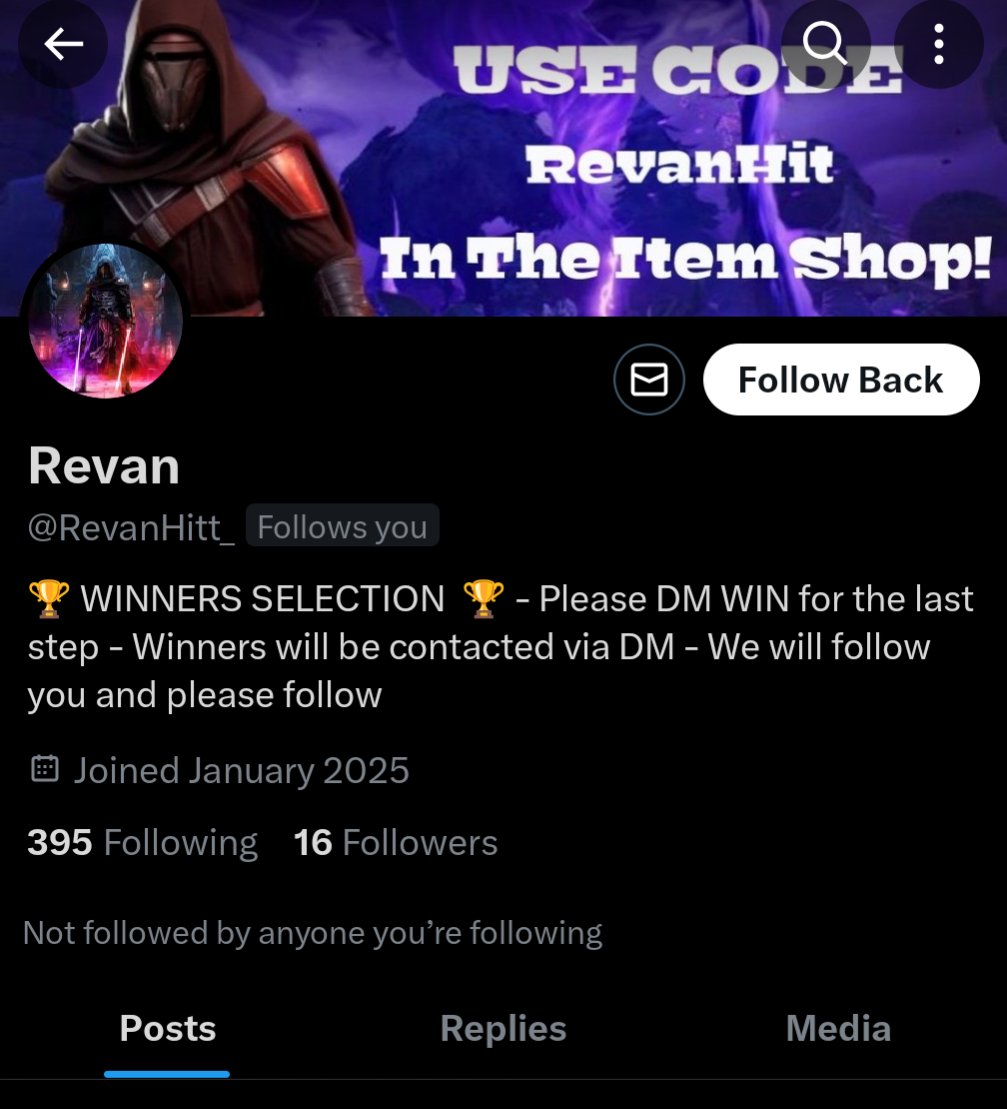 JaydenG60569's tweet photo. @RevanHit There is someone impersonating you telling people that they won a giveaway. Sounds like a scam. Just thought this might be helpful for you https://t.co/22tO8c2imM