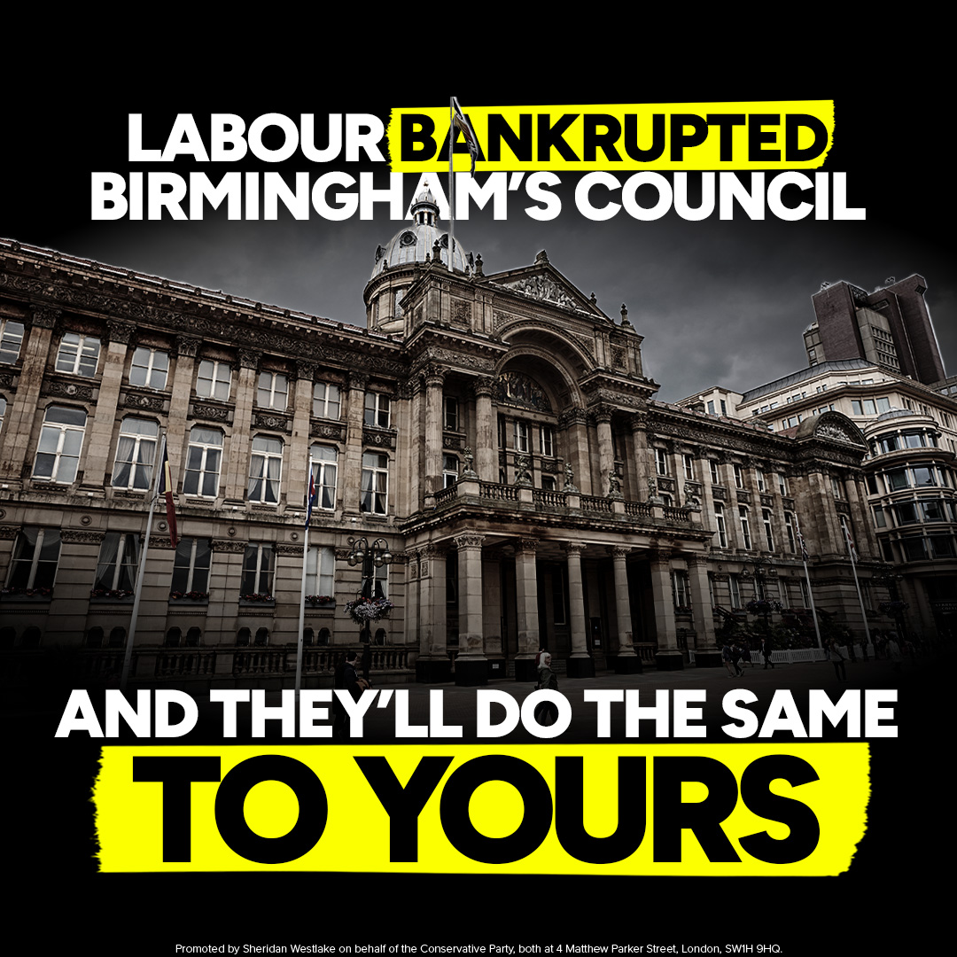 Conservatives's tweet photo. There's one reason why Birmingham is teeming with rat-filled trash - because Labour bankrupted them. 

Only a vote for the Conservatives will stop Labour from doing the same to your town. https://t.co/HGSWLOF0Ht