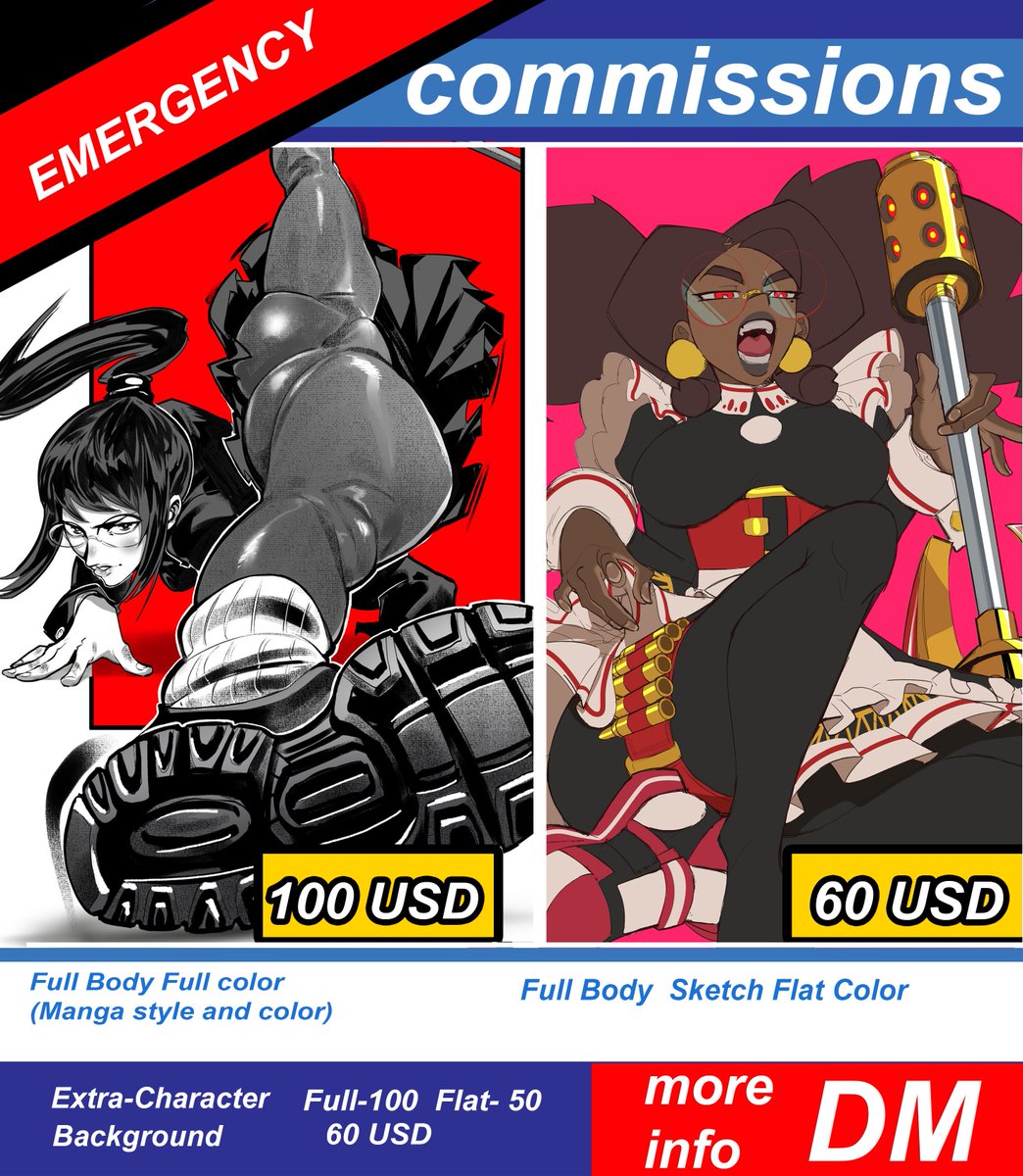 XAMURAI_RD's tweet photo. 👺Hey guys. 
I'm opening up a commission list, I need some  money. So If you need anything else don't hesitate to ask. 
.
🫡 #art #xamurai #comms https://t.co/YzlGSv2cU9