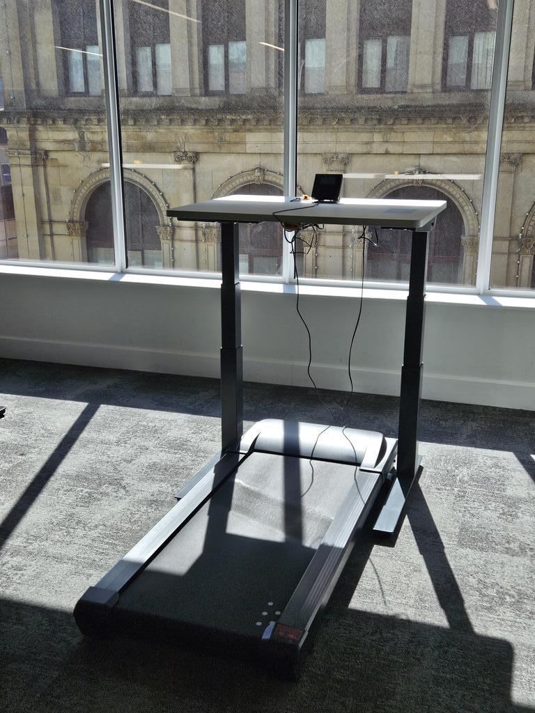 Lijoh1's tweet image. Can't get to the gym? No problemo. Get your steps in whilst you work #TreadmillDeskCombo #multitasking🚶‍♀️