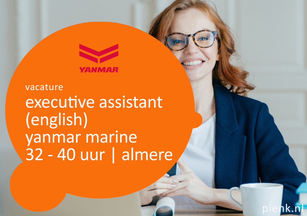💻 Executive Assistant (English) | Yanmar Marine International 🕰 32 - 40 uur 📍Almere 💰 4487 - 5407 bruto

☑️  pienk.nl/vacatures/exec…

#executiveassistant #jobs #pienk #hiring #werkinalmere #officevacature #vacaturealmere #managementassistent #yanmarmarine #vacature #vacancy