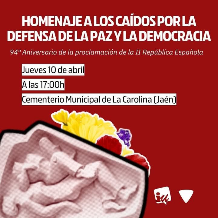 IUJaenProv's tweet photo. 🟥🟨🟪 Abril republicano 2025. Homenajes a la memoria democrática de nuestras victimas que lucharon por la legalidad democrática de la República defendiendo la paz y la justicia social, organizado por diferentes colectivos. ✅Así como la concentración  por la República.🖼🖼 https://t.co/ghyXYpDpEE