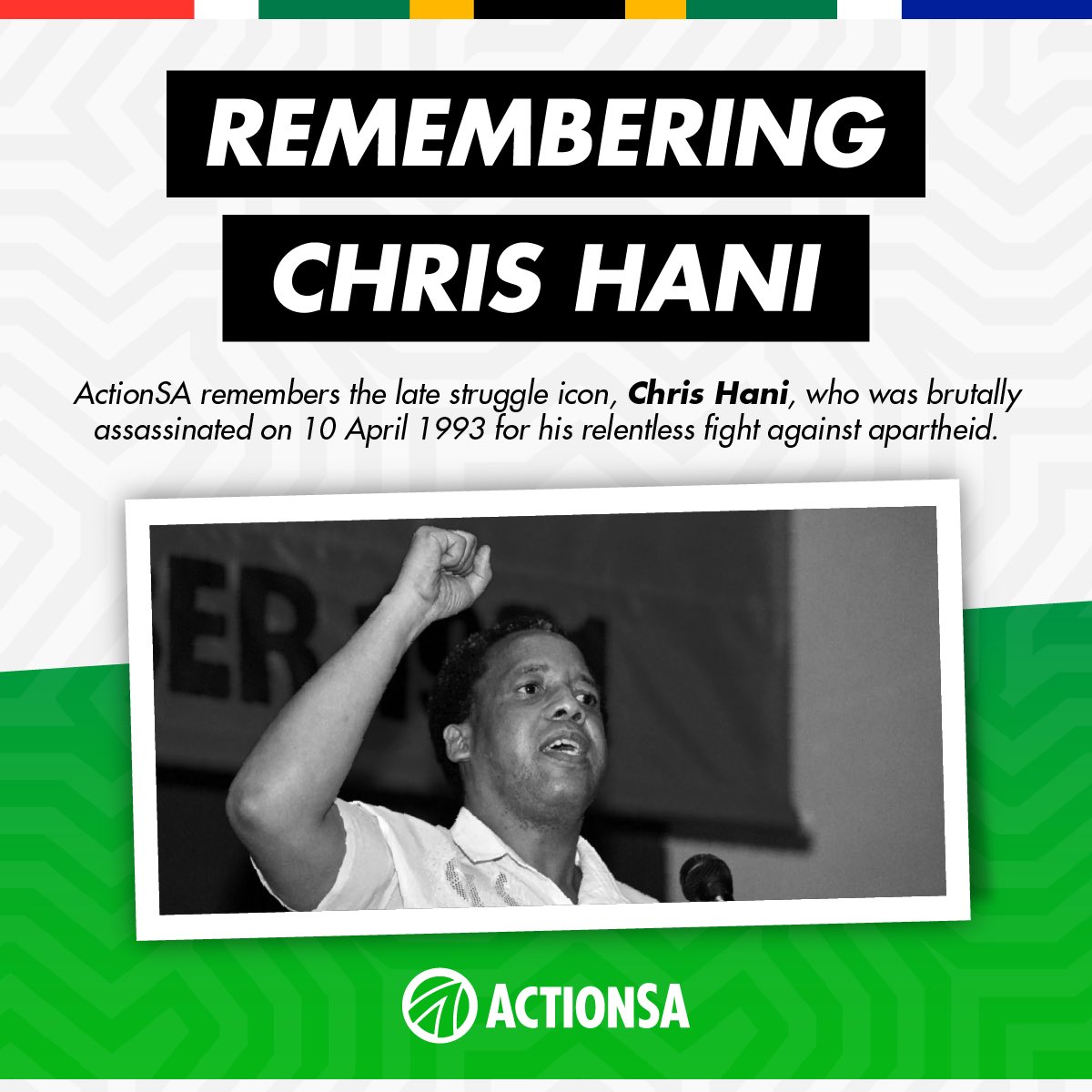 Today, we remember the life and legacy of struggle icon Chris Hani, who was brutally assassinated on this day 32 years ago for his fearless fight against the evil system of apartheid.