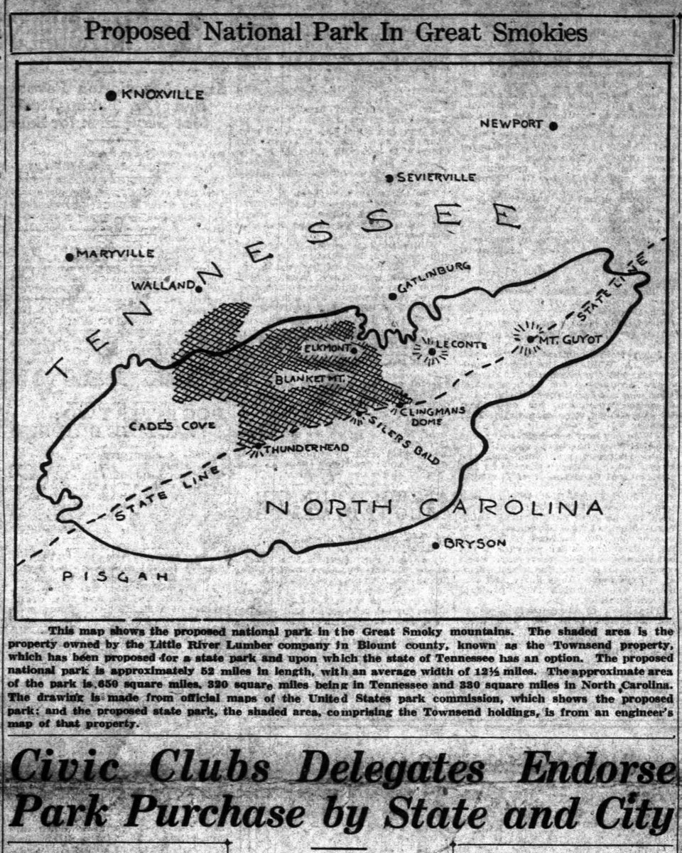 100 years ago, Tennessee approved buying 80K acres for a national park in the Smokies. The bill failed in the house. They voted again the next day, and it passed (see cartoon). Rep. Annie Davis of Knoxville championed the bill. Learn about her at our blog: friendsofthesmokies.org/blog/anne-may-…