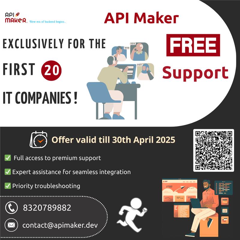 api_maker's tweet image. Zero cost. Real help. API Maker now comes with free support!
for get support please fill this form:
🔗forms.gle/ZcUwSmrd9aRPjw…
#APIMaker #Framework #BackendDevlopment #Nodejs #javascript #CustomDevlopment #backend #databases #APIDevelopment #APIIntegration #APItools…