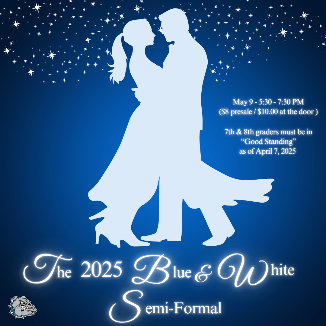 Attention 7th &amp; 8th graders!!!

Next Friday night!!!  Tickets go on sale Wednesday!!! 

💙🤍💙🤍💙

Go Bulldogs!!!🐾

#RMSBulldogs #RidgelandReady #CollegeWorkLife