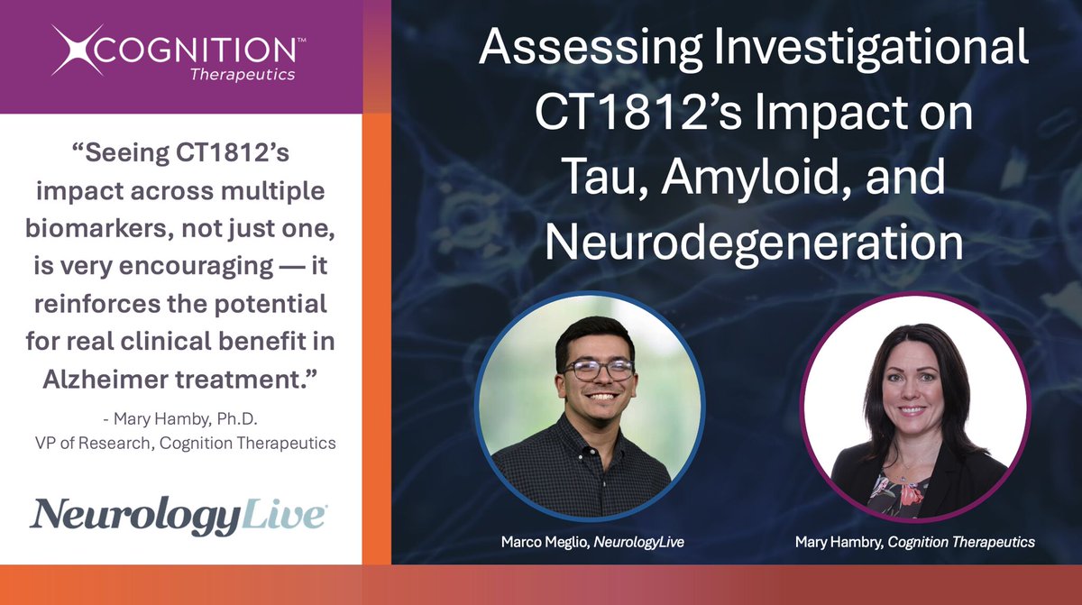 Cognition Therapeutics (@cogrx) on Twitter photo During #ADPD2025, Mary Hamby, PhD sat down with <a href="/marcomeglio1/">Marco Meglio</a> from <a href="/neurology_live/">NeurologyLive®</a> to discuss #zervimesine’s potential impact in #alzheimers treatment. Watch their full interview here: neurologylive.com/view/assessing…
#Dementia #DementiaWithLewyBodies #BiotechInnovation #ClinicalResearch During #ADPD2025, Mary Hamby, PhD sat down with <a href="/marcomeglio1/">Marco Meglio</a> from <a href="/neurology_live/">NeurologyLive®</a> to discuss #zervimesine’s potential impact in #alzheimers treatment. Watch their full interview here: neurologylive.com/view/assessing…
#Dementia #DementiaWithLewyBodies #BiotechInnovation #ClinicalResearch