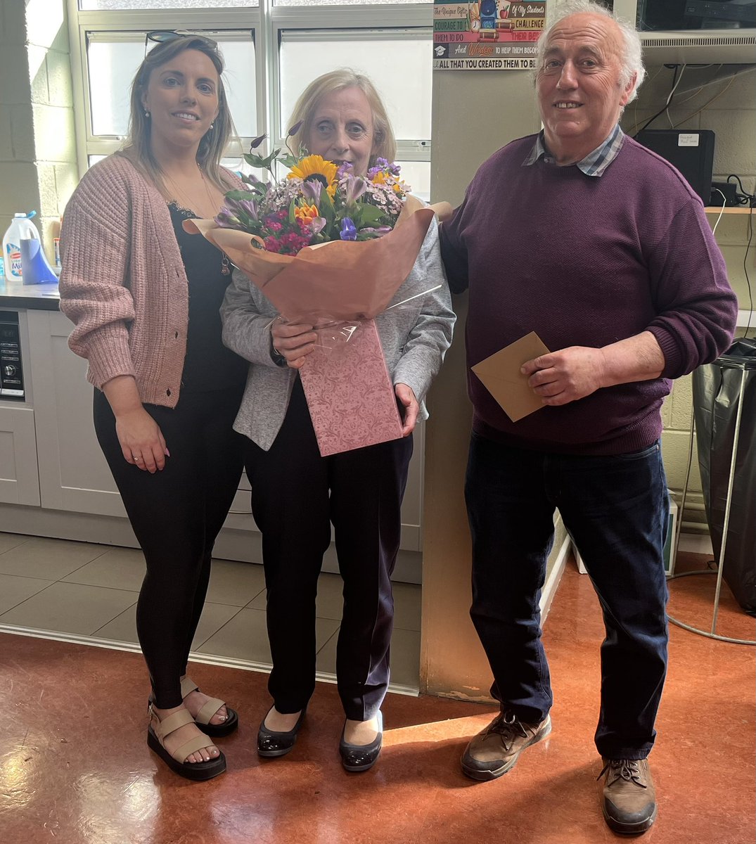 We said goodbye today to our Assistant Caretaker and Security man Sid Scallan. Principal John Banville made a presentation at morning break where Sid was joined by his wife Nuala and daughter Katie. 
Congratulations on your retirement Sid!!!