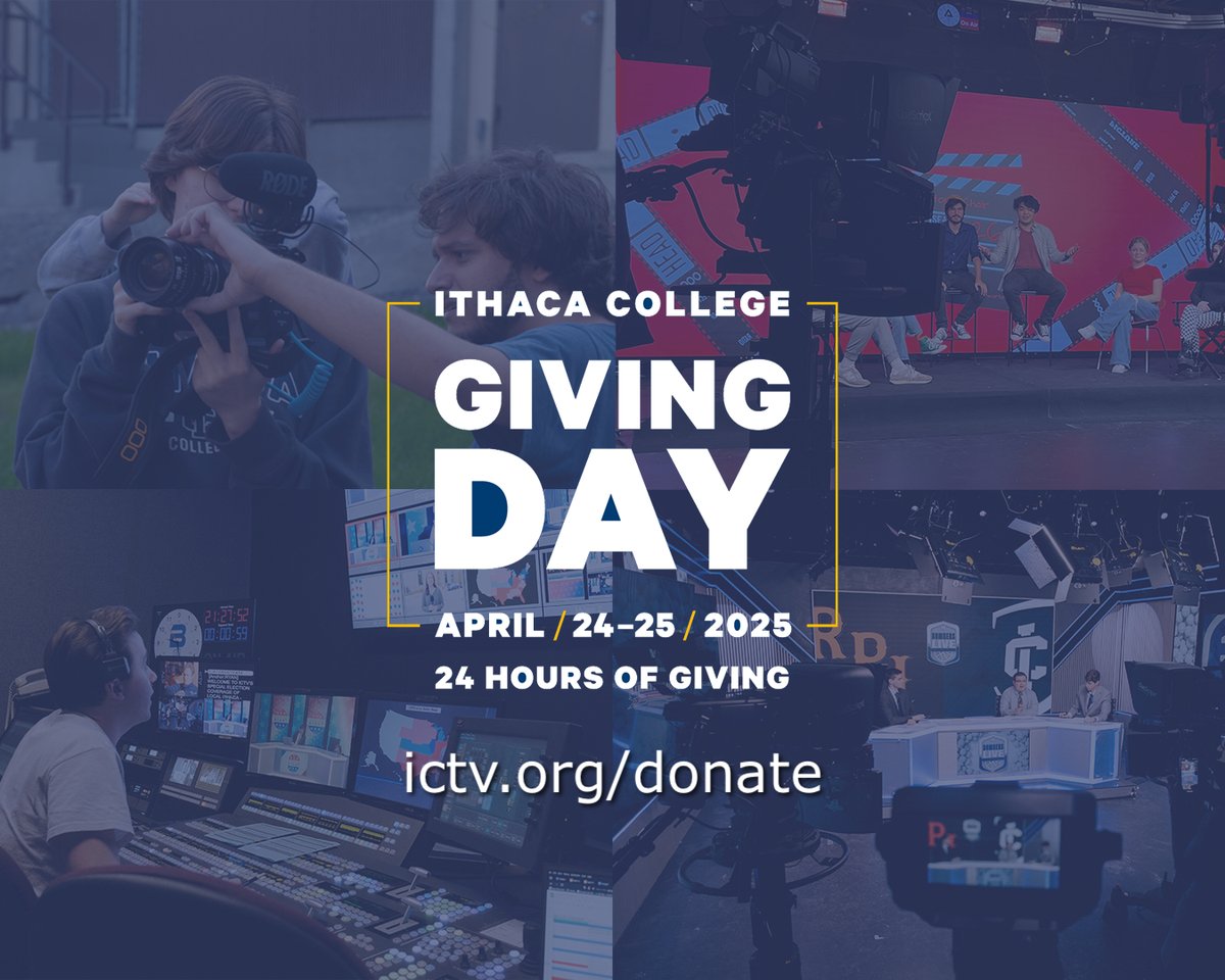 We are just 2️⃣ weeks out from Ithaca College Giving Day! You can always give at ictv.org/donate 

ICTV will also be doing a 24-hour Giving Day Marathon at ictv.org/live starting at 11am on April 24th featuring all sorts of different content!