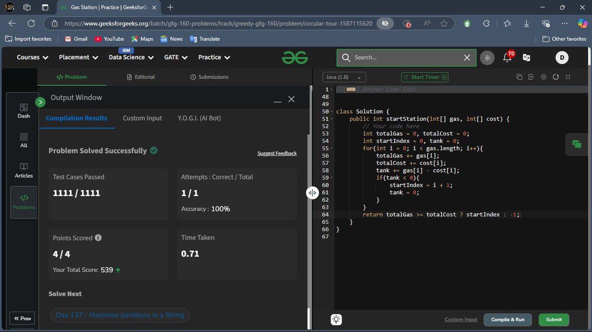 DevmalyaBh69215's tweet image. Day 130/160 of my #gfg160 DSA Challenge!
Solved one problem from the Greedy Algorithm topic today. Every small win adds up!
#DSA #GreedyAlgorithm #160DaysChallenge #gfg #GeeksforGeeks #CodingChallenge #ProblemSolving #100DaysOfCode #Programming