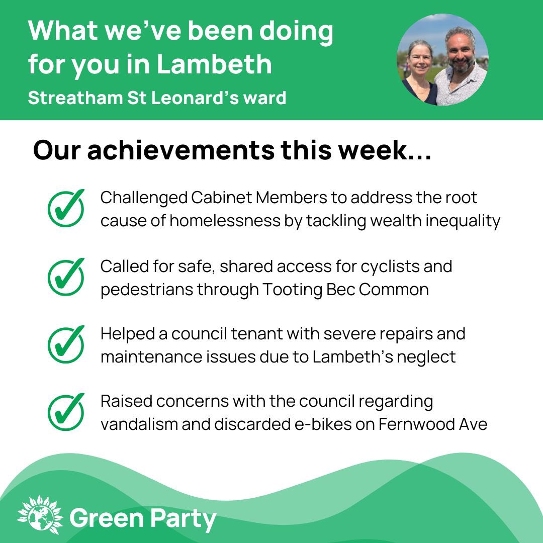 Cllr Scott Ainslie 💚 (@greenpartyscott) on Twitter photo Here are just a few of the things your <a href="/Lambethgp/">Lambeth Green Party</a> councillors have been up to this week.
On 1st May, residents of #HerneHill & #LoughboroughJunction have a chance to elect another Green councillor to get a better balance on Lambeth Council.
Vote <a href="/PaulValentine/">Paul Valentine</a>. 💚👇🏼 Here are just a few of the things your <a href="/Lambethgp/">Lambeth Green Party</a> councillors have been up to this week.
On 1st May, residents of #HerneHill & #LoughboroughJunction have a chance to elect another Green councillor to get a better balance on Lambeth Council.
Vote <a href="/PaulValentine/">Paul Valentine</a>. 💚👇🏼
