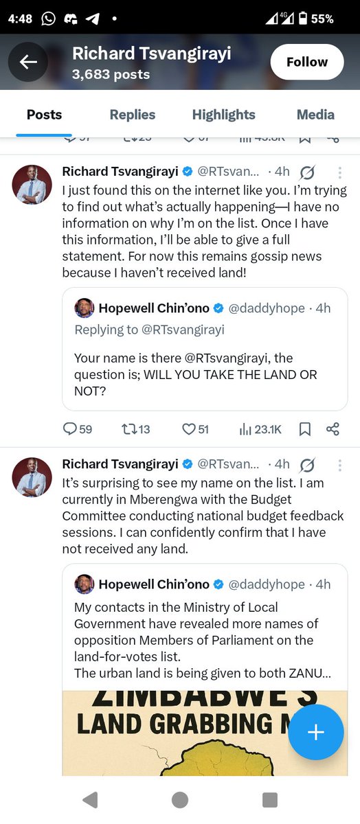 HOPEWELL CHINGONO IYE ARIKUDYA NEKUTENGESA NYIKA NEKUSVIBISA VAKURU VENYIKA WANI.

RICHARD HOPEWELL ANORWADZIWA NEWE BECAUSE ARIKUDYA NEWE IF U DECIDE TO DO WHATS GOOD HOPEWEL HAWANE SADZA .HE USED CHAMISA MUFESI UYO NDOMARARAMORE AKE 

BE WISE MUFANA KANA URI MU POLITICS
