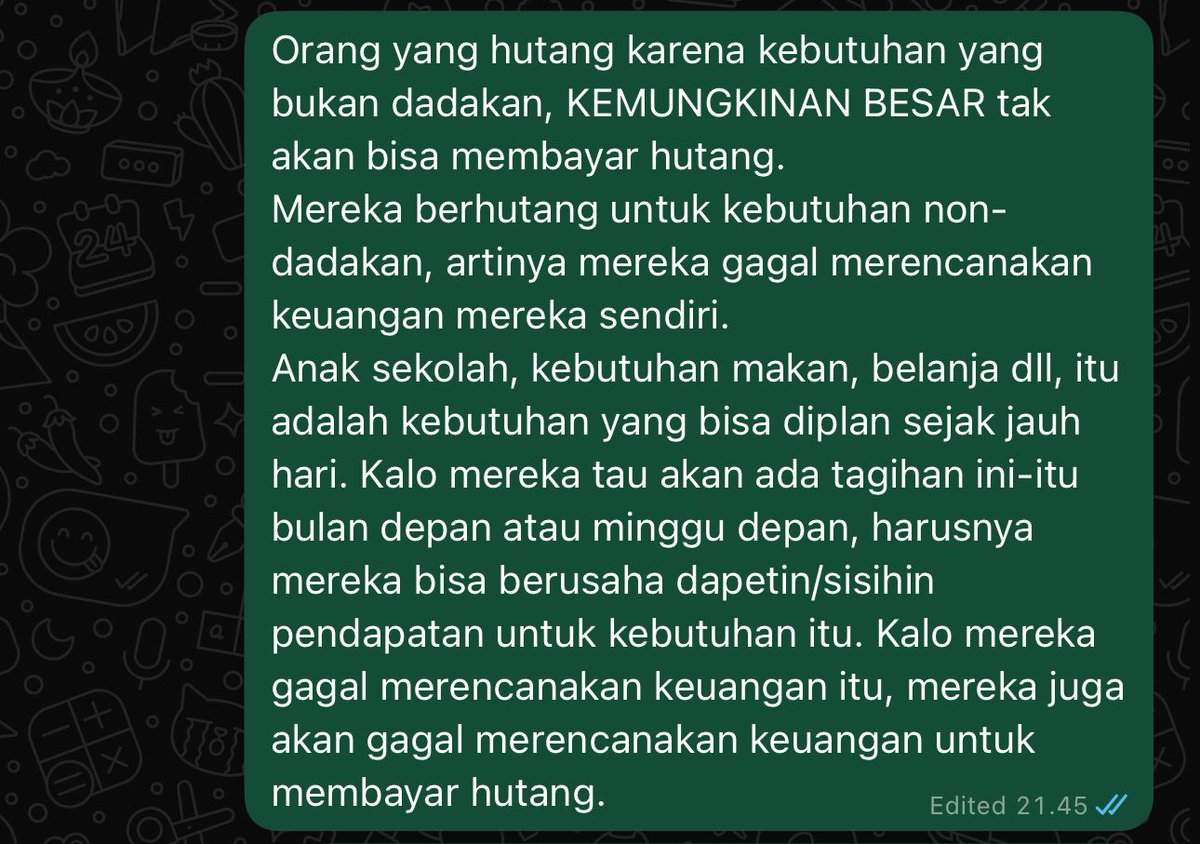 Jawabanku untuk orang yang ngutang mulu, tapi utang lama pun belum dicicil.