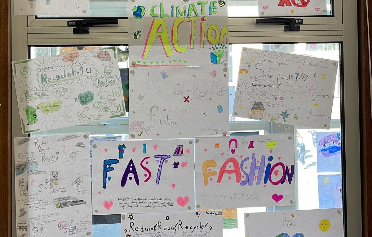 4th class have been enjoying learning about sustainability and fast fashion.  They had a great time today up-cycling their old t-shirts into tote bags!