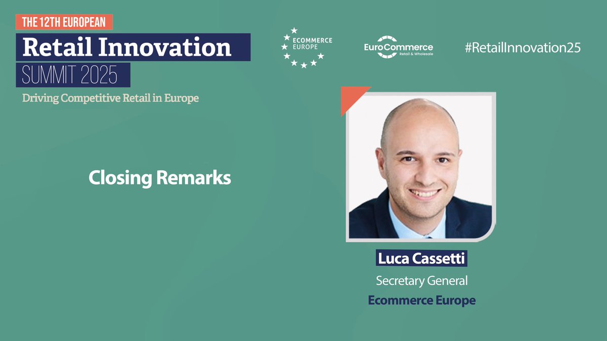 EuroCommerce (@eurocommerce) on Twitter photo 💬 <a href="/Ecommerce_EU/">Ecommerce Europe</a> Secretary General <a href="/LucaCassetti/">Luca Cassetti</a> closed the #RetailInnovation25 event by calling to continue working together for the future of European #retail 💬 <a href="/Ecommerce_EU/">Ecommerce Europe</a> Secretary General <a href="/LucaCassetti/">Luca Cassetti</a> closed the #RetailInnovation25 event by calling to continue working together for the future of European #retail