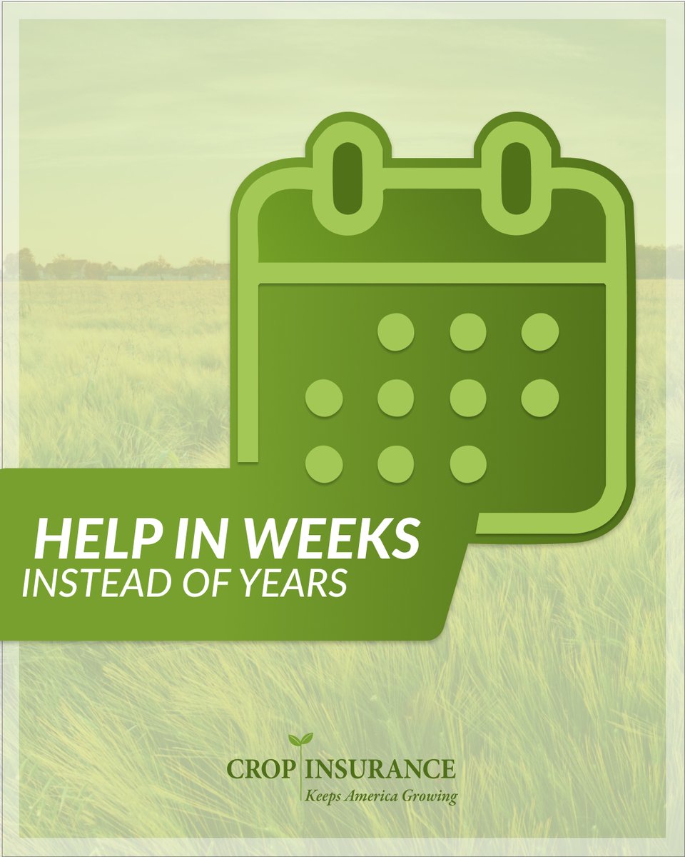 UScropinsurance's tweet photo. When disaster strikes, farmers can’t afford to wait years for relief. Unlike ad hoc programs that can take years to deliver aid, #cropinsurance ensures farmers get help within weeks — providing stability when it’s needed most. Learn more about the value of crop insurance: https://t.co/pOwfJdG1pA