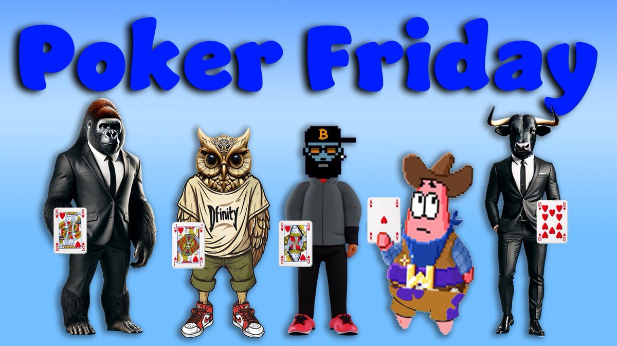 GNight Punks Poker Friday April 11
♦️  Texas Hold'em Freeplay
♣️  10pm UTC  /  4pm ET
♥️  GNP Discord  linktr.ee/gnpunks
♠️  Win tokens and NFT prizes
Sponsored with <a href="/ApeWifBull/">ApeWifBull</a>, Wumbros <a href="/theRunnico/">Runnico</a>, @Meta_Owl_Token
