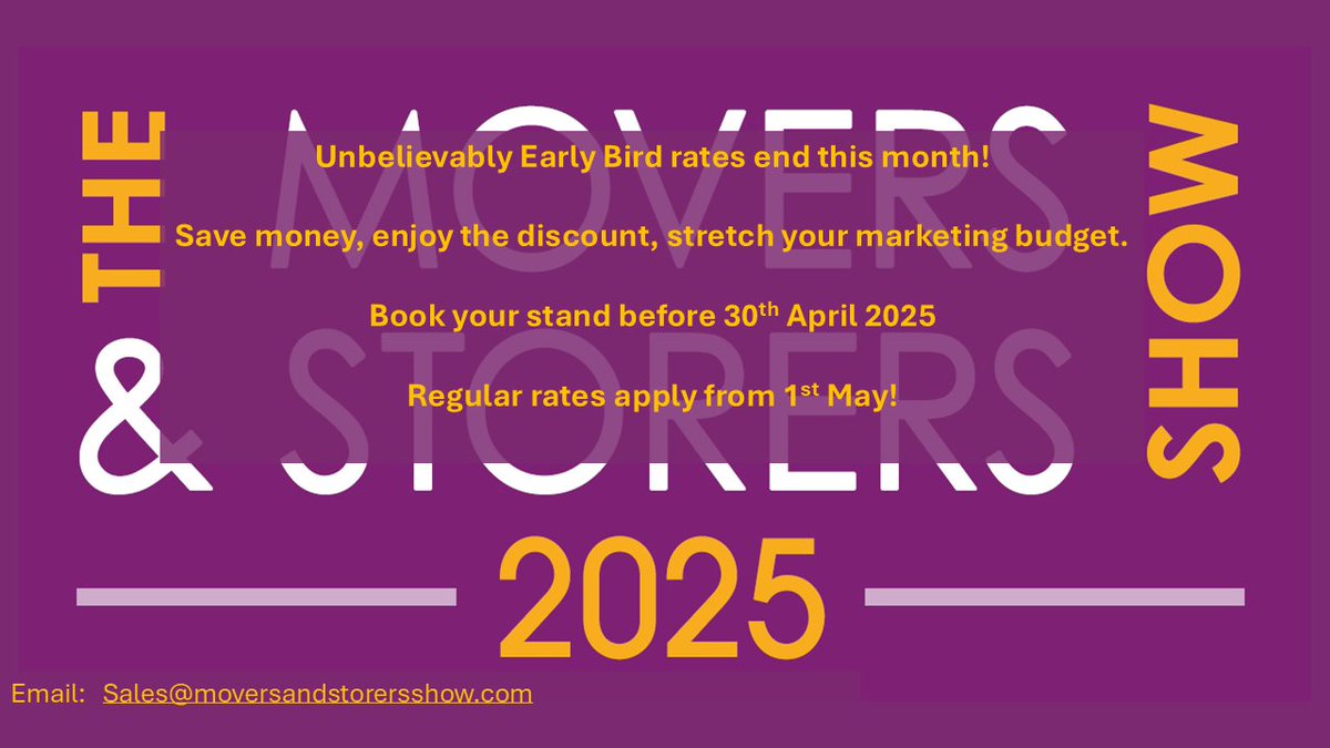 April already, and that means there's just over two weeks to take advantage of the 'Early Bird' exhibitor rates.

Save money and stretch your marketing £££, enjoy this discount whilst you can.

'Early Bird' rate ends 30th April 2025.

#TMSS