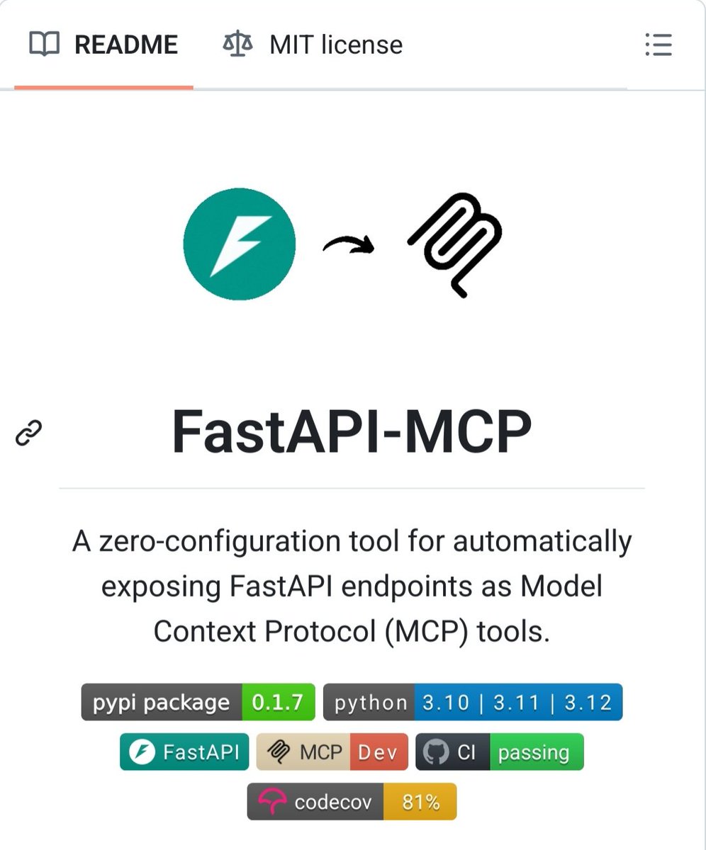 GithubProjects's tweet image. open-source tool to expose your FastAPI endpoints as Model Context Protocol tools with zero config.

Simple. Flexible. Production-ready.