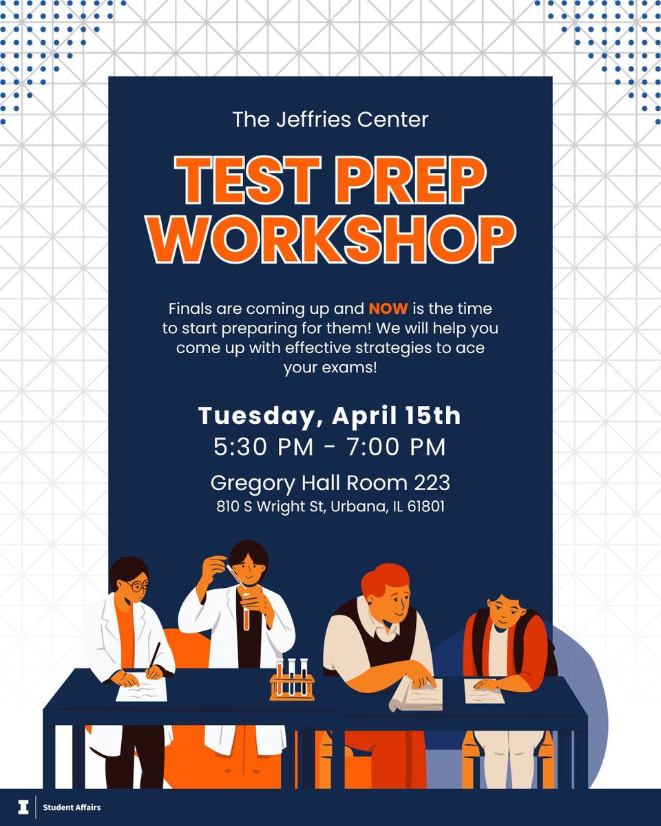 JeffriesCenter's tweet photo. Final Exams are just around the corner!! 📙 📘 

Join Tutoring &amp; Academic Services for our Test Prep Workshop! Learn different strategies to tackle your exams and meet your A+ goals ✅ https://t.co/oYJMF943MK