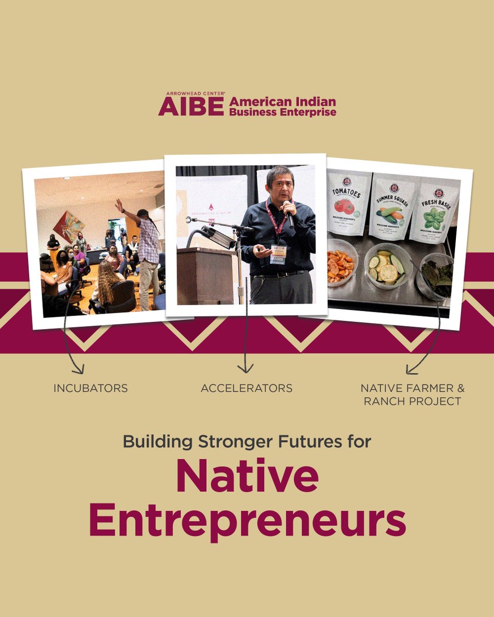 The American Indian Business Enterprise (AIBE) Center at Arrowhead Center supports Native American entrepreneurs with business incubation, mentorship, and valuable resources.

Explore how AIBE can help bring your business vision to life: buff.ly/L7in7LG