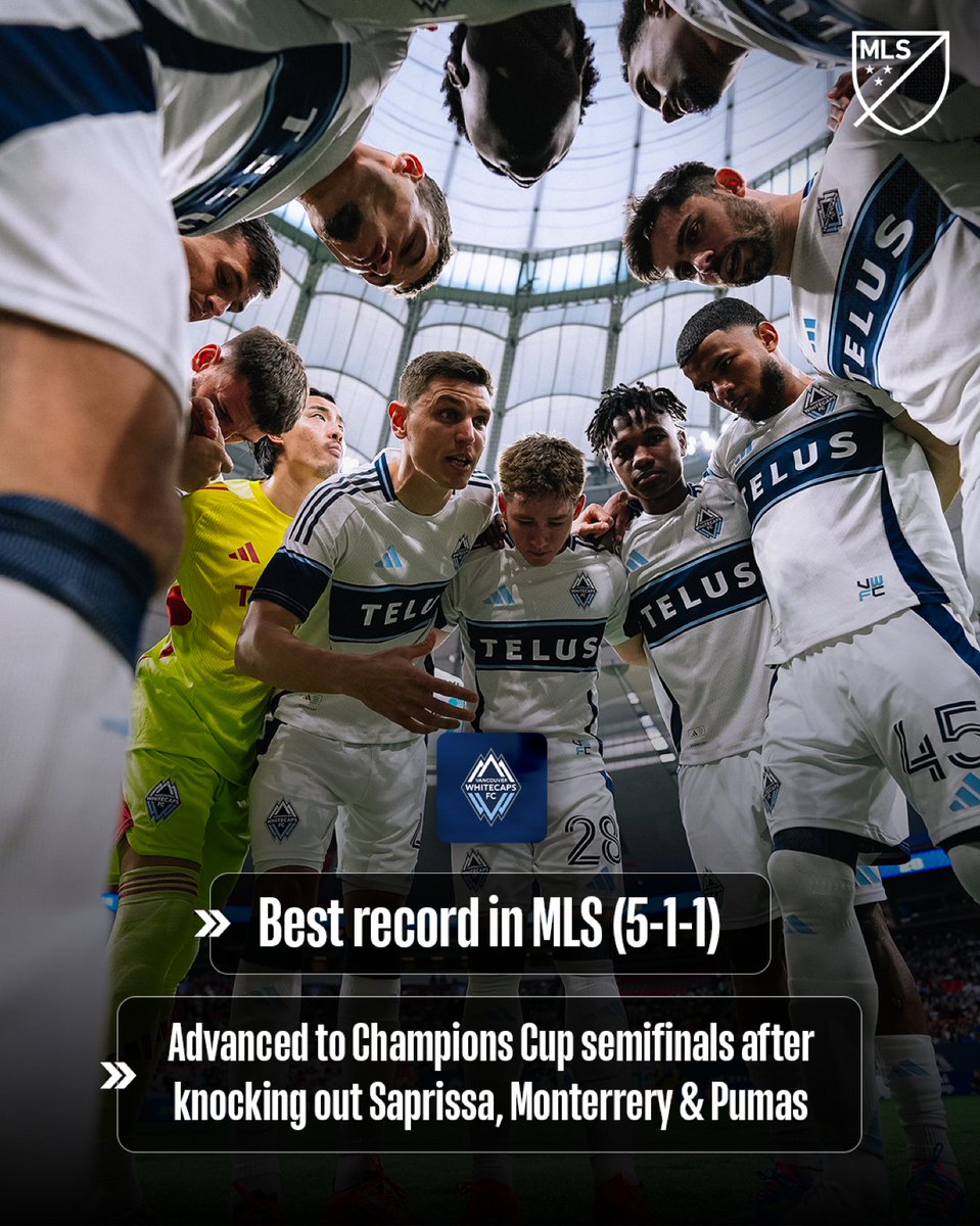 MLS's tweet photo. .@WhitecapsFC are on a historic run. 🔥

In @TheChampions, Vancouver became the first MLS team to advance past a LIGA MX opponent twice in Mexico after not bringing a lead into the second leg. 😳 https://t.co/iJv6SUl0uI