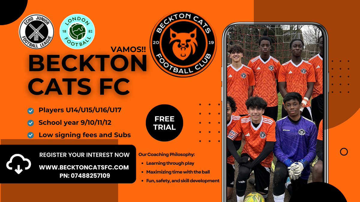 Beckton Cats FC (@fcbeckton) on Twitter photo We are looking for players for 25/26 season 14-17 Yrs. (School year on September 9/10/11/12). U14/U15/U16/U17 teams.<a href="/EssexCountyFA/">Essex County FA</a> <a href="/GrassrootsFFUK/">Grassroots Friendly Finder</a> <a href="/FRIENDLYGAMEUK/">Friendly Game</a> <a href="/fffinderuk/">football Friendly finder</a> @AN_sport_team @activeNewham <a href="/NewhamVolunteer/">Newham's Volunteers</a> <a href="/NewhamSsp/">NewhamSSP</a> <a href="/LondonFA/">London Football</a> <a href="/FA_NFS/">FA National Futsal Series</a> <a href="/aNCommunity1/">ActiveNewham - Community Team</a> <a href="/echoleague/">@echoleague</a> We are looking for players for 25/26 season 14-17 Yrs. (School year on September 9/10/11/12). U14/U15/U16/U17 teams.<a href="/EssexCountyFA/">Essex County FA</a> <a href="/GrassrootsFFUK/">Grassroots Friendly Finder</a> <a href="/FRIENDLYGAMEUK/">Friendly Game</a> <a href="/fffinderuk/">football Friendly finder</a> @AN_sport_team @activeNewham <a href="/NewhamVolunteer/">Newham's Volunteers</a> <a href="/NewhamSsp/">NewhamSSP</a> <a href="/LondonFA/">London Football</a> <a href="/FA_NFS/">FA National Futsal Series</a> <a href="/aNCommunity1/">ActiveNewham - Community Team</a> <a href="/echoleague/">@echoleague</a>