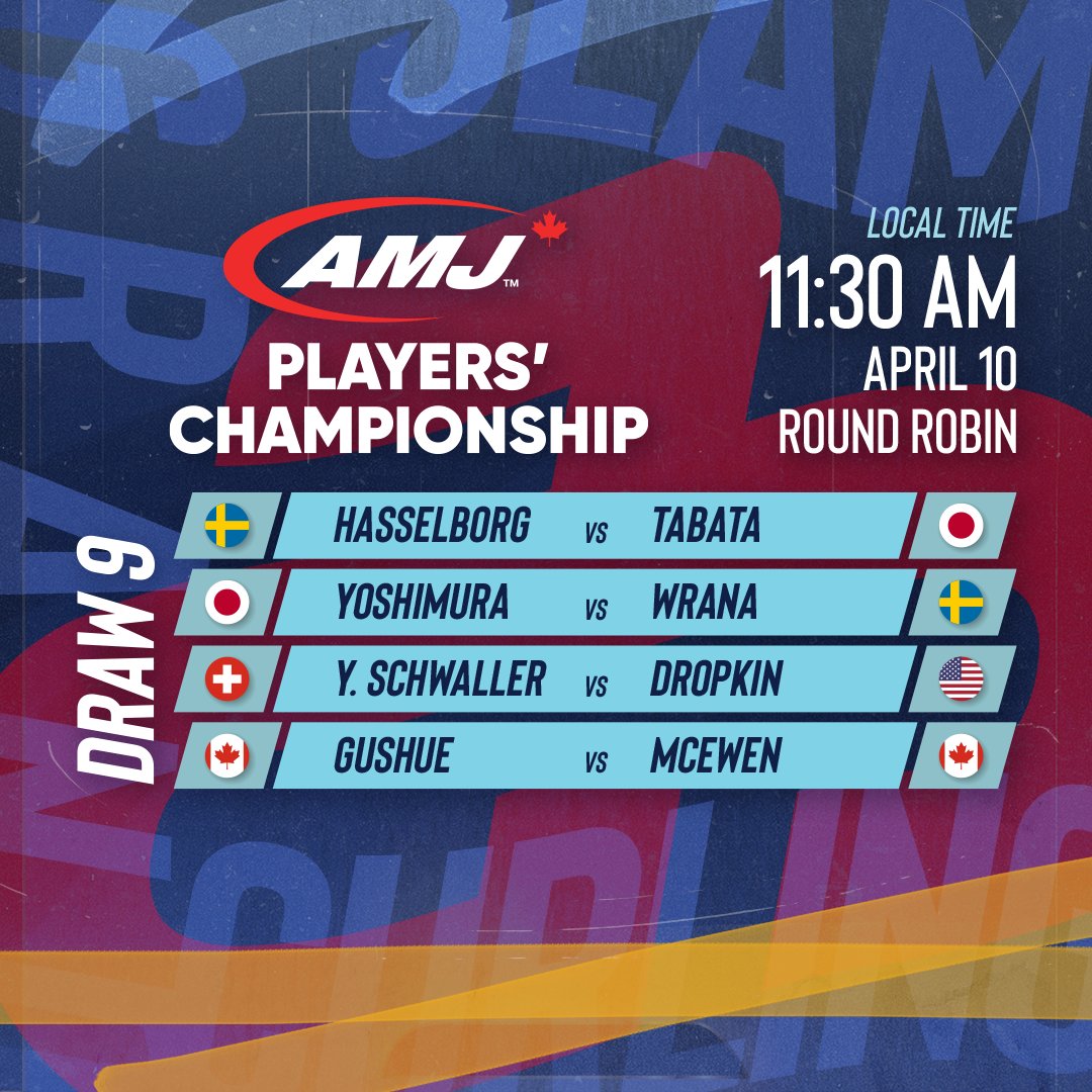 Draw 9 starts next, and the Sportsnet broadcast coverage!

🥌 FEATURE GAME:

📺 Live on Sportsnet and Sportsnet+ at 11:30 a.m. ET ⬇️

Gushue 🆚 McEwen

#LetsRock #curling #GSOC