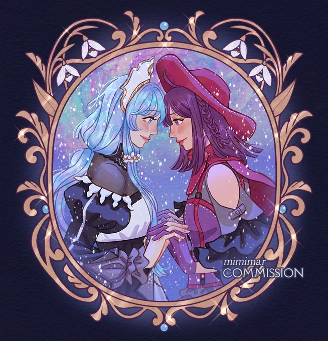 a comm of mikoto sena and hanna sarasa from magia record #瀬奈みこと #更紗帆奈 #マギレコ #マギアレコード