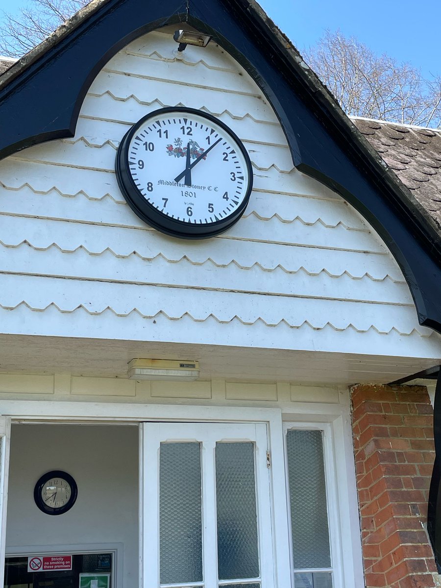 Our new clock is proudly in place ready for the new season which starts this Sunday. Looking forward to welcoming <a href="/OxonSeniors/">Oxfordshire Cricket Seniors</a> to our ground for the first time.