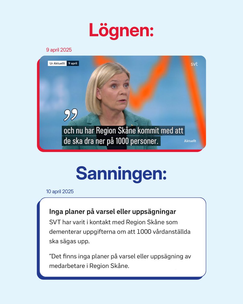 HultbergJohan's tweet photo. I Aktuellt igår ljög Magdalena Andersson (S) om vården i Skåne. En gång är ingen gång sägs det men tyvärr är det inte första gången Andersson ljuger om vården. https://t.co/iZalMmLB5i