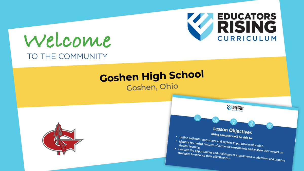 Educators Rising (@educatorsrising) on Twitter photo We look forward to working with the staff at Goshen High School to help empower their next generation of teachers with Educators Rising Curriculum! <a href="/GoshenLocal/">Goshen Local Schools</a> We look forward to working with the staff at Goshen High School to help empower their next generation of teachers with Educators Rising Curriculum! <a href="/GoshenLocal/">Goshen Local Schools</a>