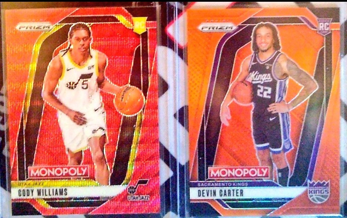 TresorSports's tweet photo. Last #Panini #Prizm #Monopoly #NBA #Basketball Break hits over 50 #Prizms &amp;

#Dame_Lillard Gold Millionaire Shimmer /500
#J_mccain_24 #Rookie Gold Millionaire Shimmer /500
#kingcarter2225 RC Orange Prizm /149
#CobyWhite Question Mark /25

10PM EST
#whatnot
https://t.co/gIpNkkcczZ https://t.co/Czn7EpNzFS