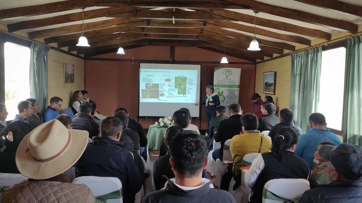IniciativAndina's tweet photo. En Riobamba nos reunimos para hablar de Punta Morada 🥔🦠

Con técnicos del MAG, INIAP, Colegio de Agrónomos, agricultores y más.

Compartimos saberes y sumamos esfuerzos contra esta amenaza.

Proyecto junto a @INIAPECUADOR y Fundación Marco, con apoyo de Fundación McKnigth. https://t.co/KBhQOzrHtl