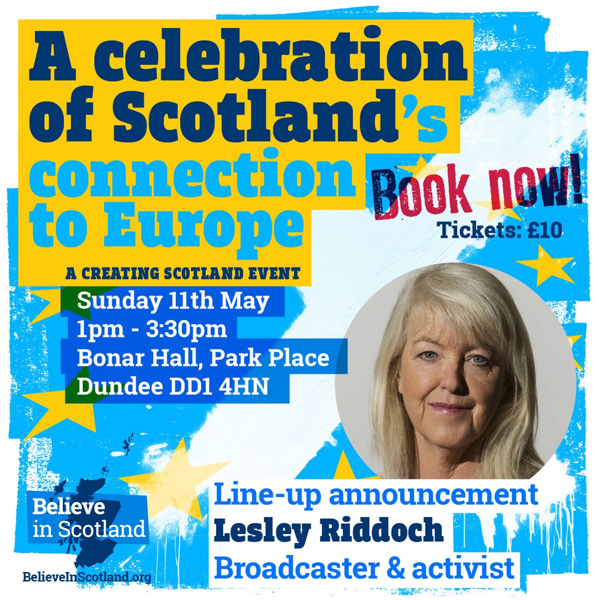 📣 Line up announcement - Lesley Riddoch will be joining us for a Celebration of Scotland's connection to Europe.

 🏴󠁧󠁢󠁳󠁣󠁴󠁿 Creating Scotland is coming to the 'Yes City' of Dundee! - bit.ly/41TV3z3