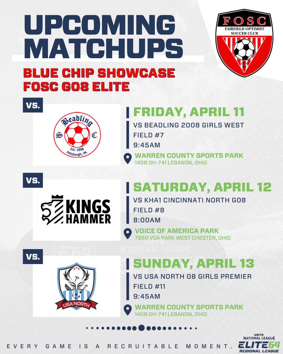 Here’s our lineup of games for this weekend’s Blue Chip Showcase! #FOSCG08Elite