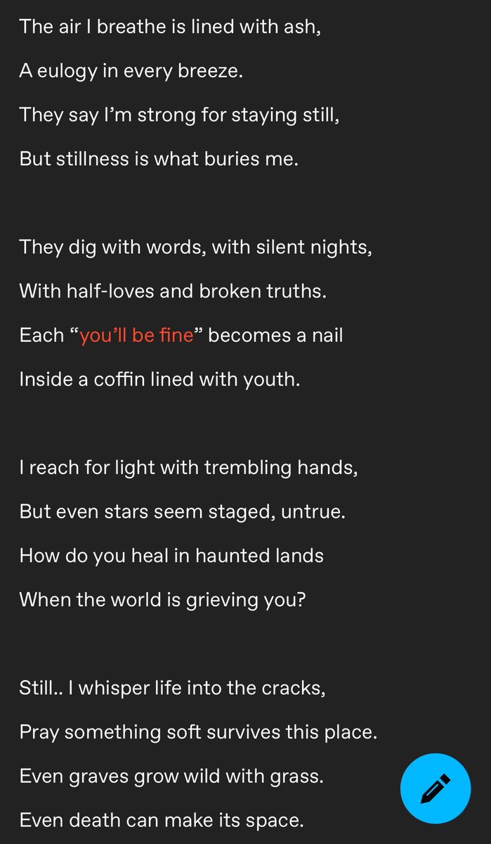 Prettylankky's tweet photo. Speaking from within ❤️🔥
I wrote this poem today.. I feel somewhat at ease.. Do you have tumblr ?
Follow me @petalsfromthewound
#tumblr #poetrycommunity #poetrylovers #MentalHealth #freewriting https://t.co/0AzXgPu1RW
