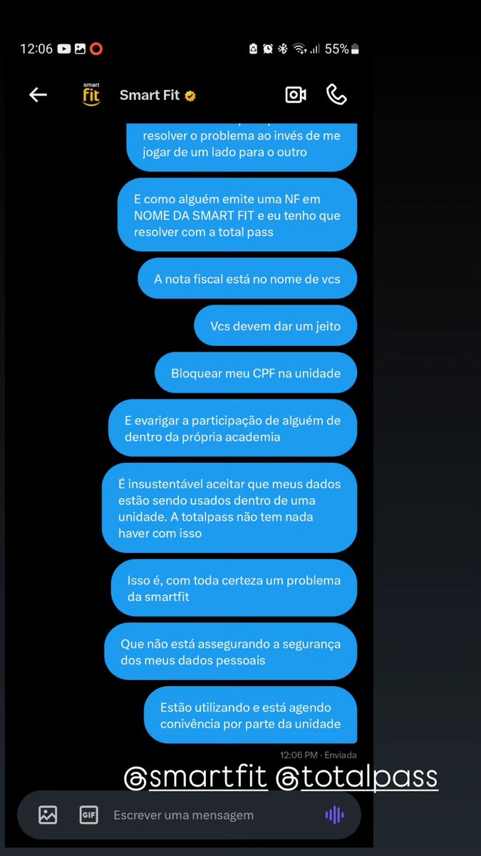 IndioBarbado's tweet photo. Seguimos em mais uma humilhação por parte da @SmartFitoficial e @totalpassbr 

Meus dados acessam a academia mas na hora que usam de forma indevida eu tenho que falar com o vizinho. https://t.co/xmDTm2YtLN