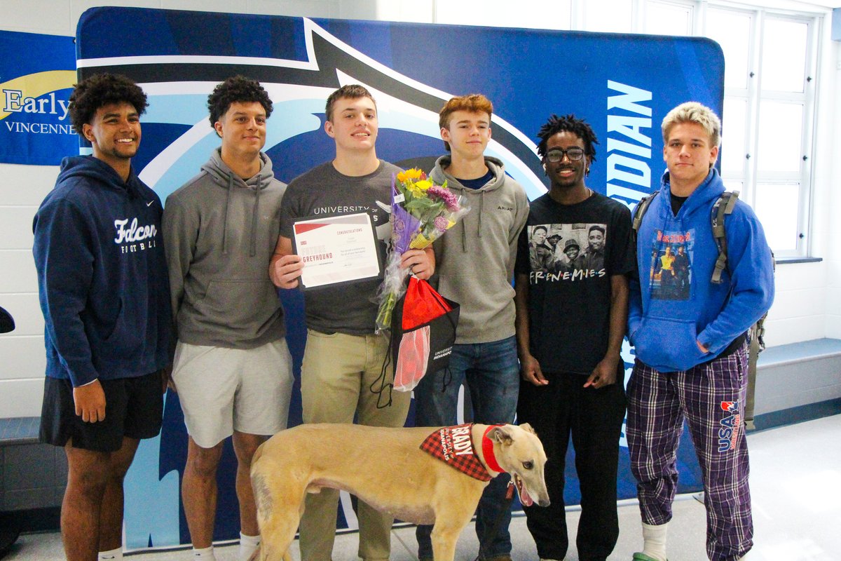 Gage Stiemert has officially been awarded the full-ride Engineering Scholarship from the University of Indianapolis! 🎉

<a href="/uindy/">University of Indianapolis</a> representatives visited to present the scholarship in front of Gage’s family, friends, and teachers, with a special appearance from Grady the Greyhound