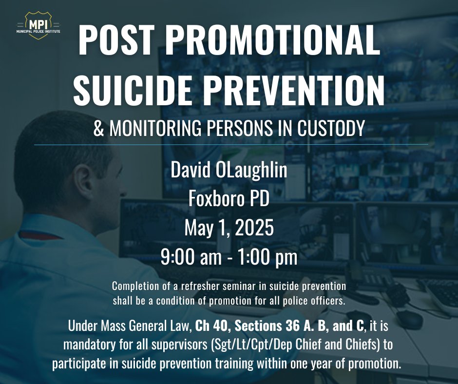 MPITraining's tweet image. Post Promotional Suicide Prevention
Click the link below to read more!
mpitraining.com/events/post-pr…
#police #policetraining #lawenforcement #lawenforcementtraining #lawenforcement #mpi #leadership #massachusetts #training #trainwiththebest