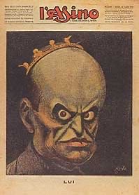 100YearsAgoLive's tweet image. L’Asino (“The Ass”), an Italian political satire magazine that has operated since 1892, is shut down on orders of Benito Mussolini. 

Consequently, the editors parody Mussolini on the cover of the final issue with a simple caption - “him.”