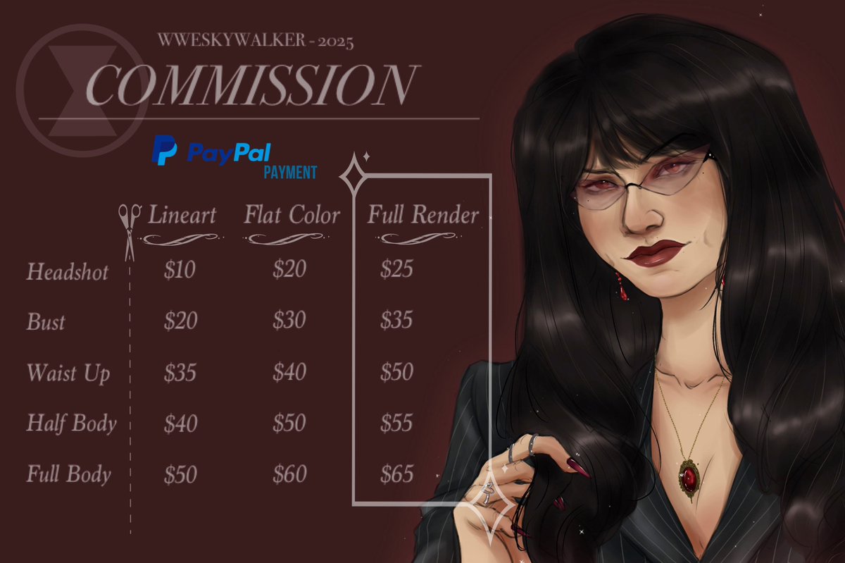 thewweskywalker's tweet image. 🍷 WWESKYWALKER COMMISSION 2025 #opencommissions
Ola! As promised, my commissions are now back open. There are no major updates, just a few things. I just wanted to change the covers and to update the samples since my style has developed more (cont. 🧵🪡)