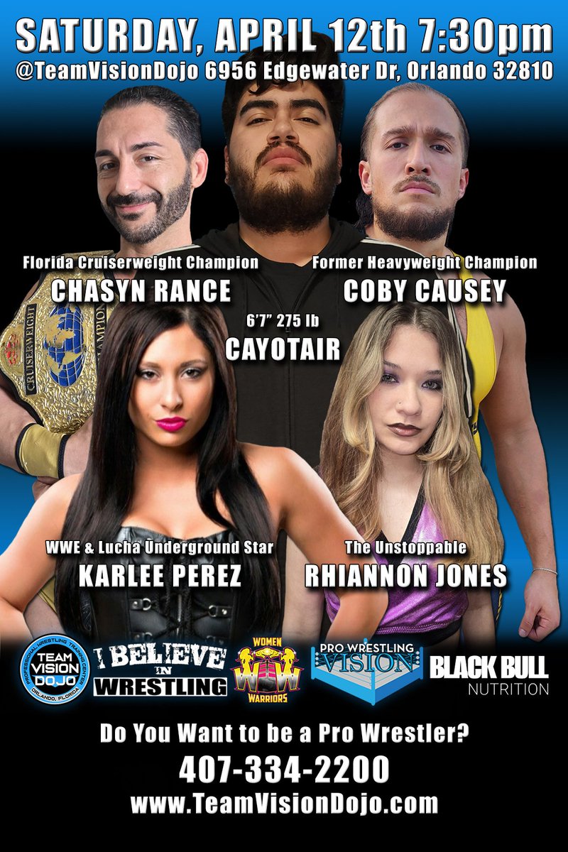 LIVE PRO WRESTLING – SATURDAY, APRIL 12

#ProWrestling #WWE #WrestleMania #WrestlingSchool #WrestlerLife #WrestlingTraining #LiveWrestling #TeamVisionDojo #IndieWrestling #NXT #AEW #WrestlingEvent #WrestlingFans #WrestlingCommunity #WrestlingShow #SupportIndieWrestling #Wrestling