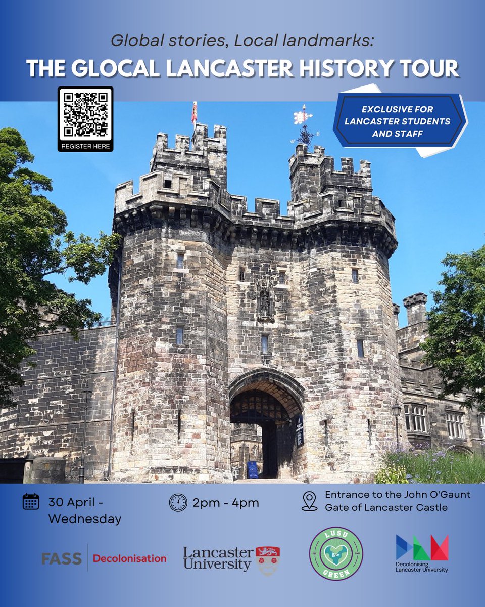 📢 Join Glocal Lancaster History Tour 2025! The event will happen 30th of April, exclusive for students and staff!
 For this edition, we would like to thank LUSU Green for the partnership.

🎟️  Register here: lancaster-uk.libcal.com/event/4367198