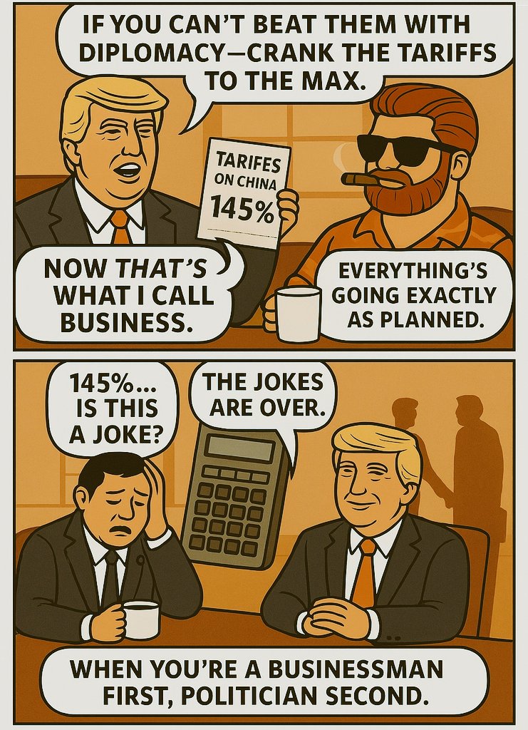 KingArthur_Coin's tweet photo. 145%? Sounds fair to me. – Arthur, witnessing economic justice in real time.
#KingArthur #TradeWars #ChinaCheck #MemeGeopolitics #Trump https://t.co/iwSueJN738