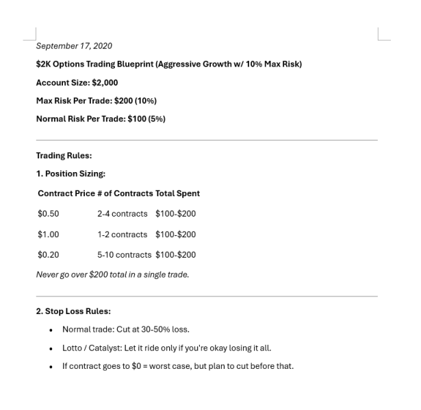 drewphilms's tweet photo. I've never shared this but to everyone who is struggling with Risk Management regarding Options trading here on X. I still go by this rule to this day. Look at the date on this 😂 This is two months after I joined @TheOwlsCapital  thanks to @kiantrades & @JonEtrades  teaching me the ways.

Hope this helps someone.

Join here if you're struggling: https://t.co/WwC00bZ37M