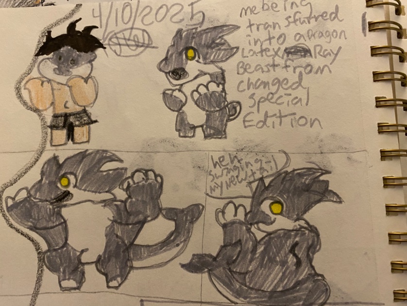 blaze_firewolf's tweet photo. Here’s 2 more Changed Transfurs from the Special Edition, One of me being transfurred into a latex beast Lizard and one of me being transfurred into a Dragon-Ray latex beast, I hope you enjoy 🖤⚫️⚪️ #changed #changedgame #transfurs #furry #furryart https://t.co/BNKkfTCGWQ
